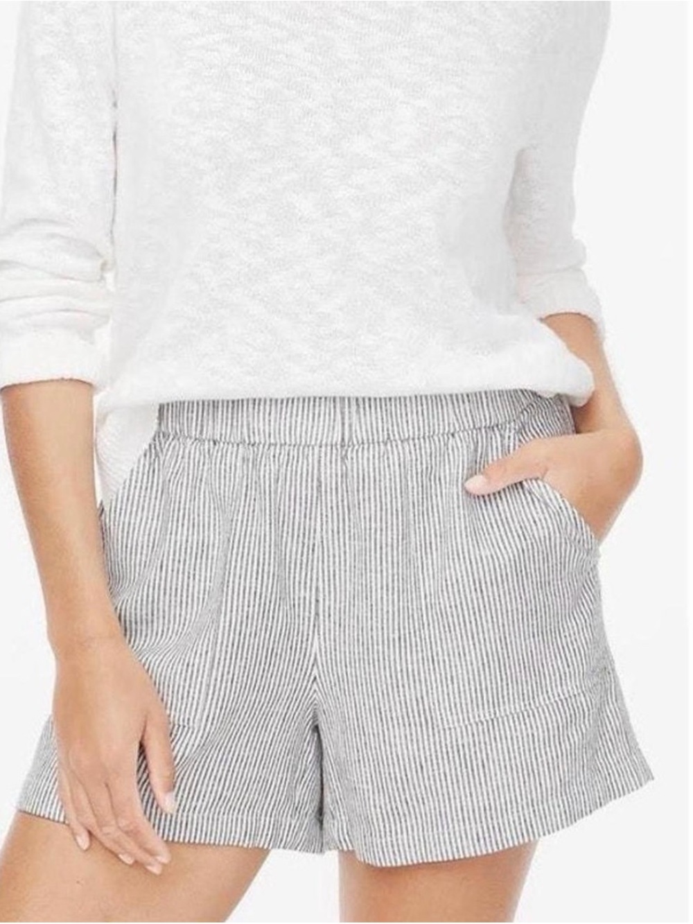 J. Crew Seersucker Striped Elastic-Waist Shorts - White & Black